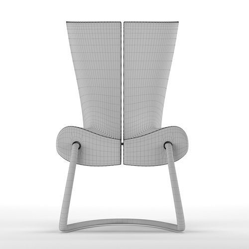 Armchair-Komed leather chair with gold legs 3D model 5