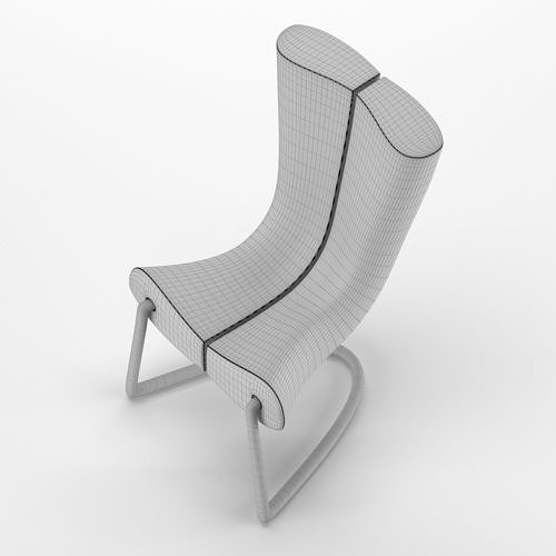 Armchair-Komed leather chair with gold legs 3D model 3