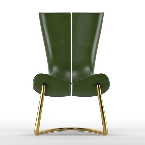 Armchair-Komed leather chair with gold legs 3D model 4