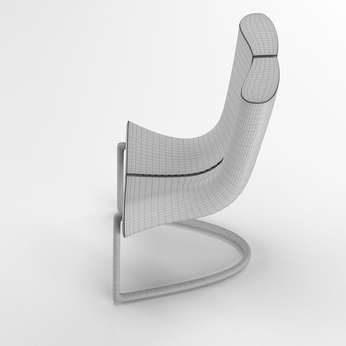 Armchair-Komed leather chair with gold legs 3D model 7