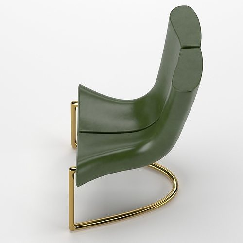 Armchair-Komed leather chair with gold legs 3D model 6