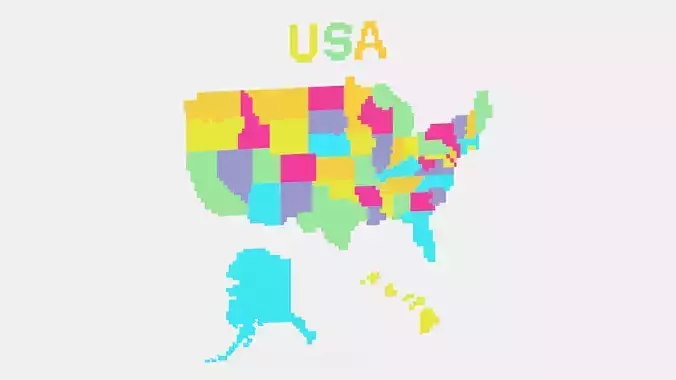 Pixel USA Map 