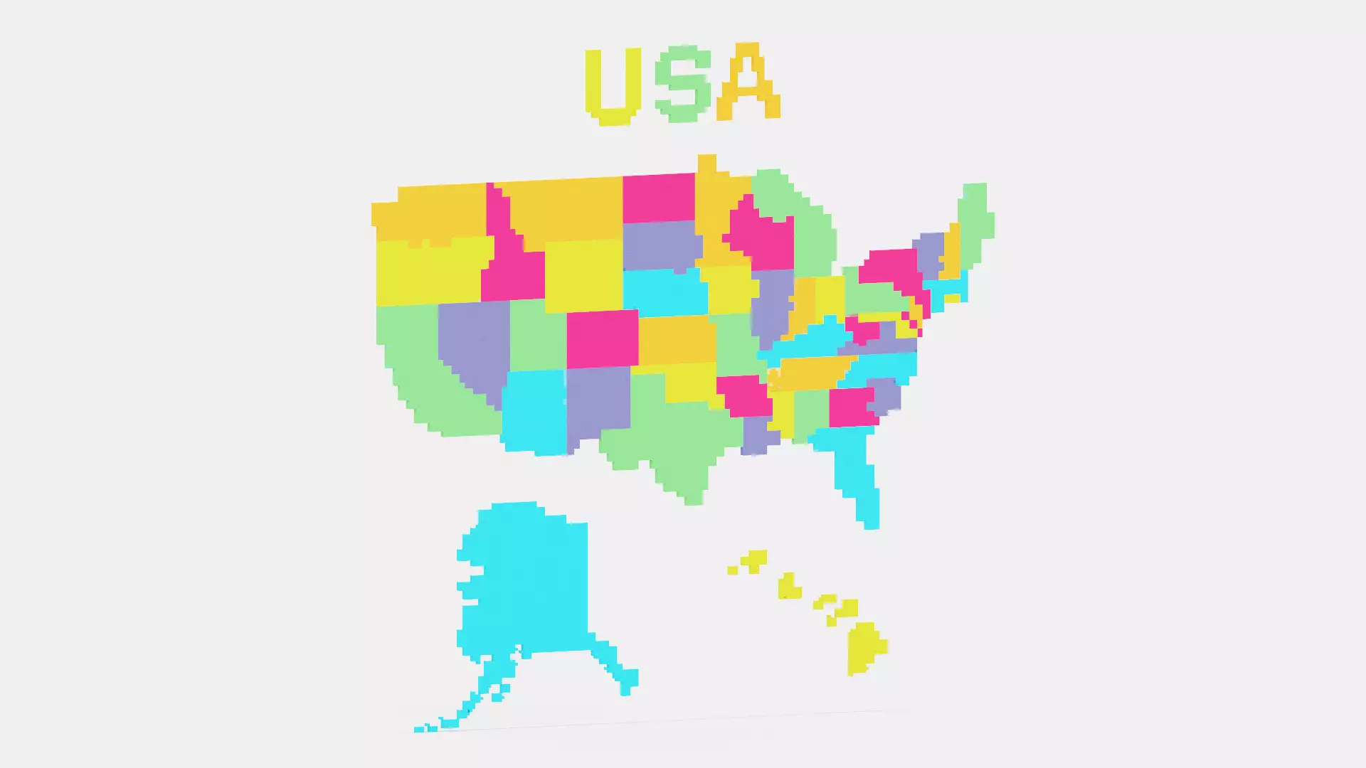 Pixel USA Map  Low-poly 3D model_0