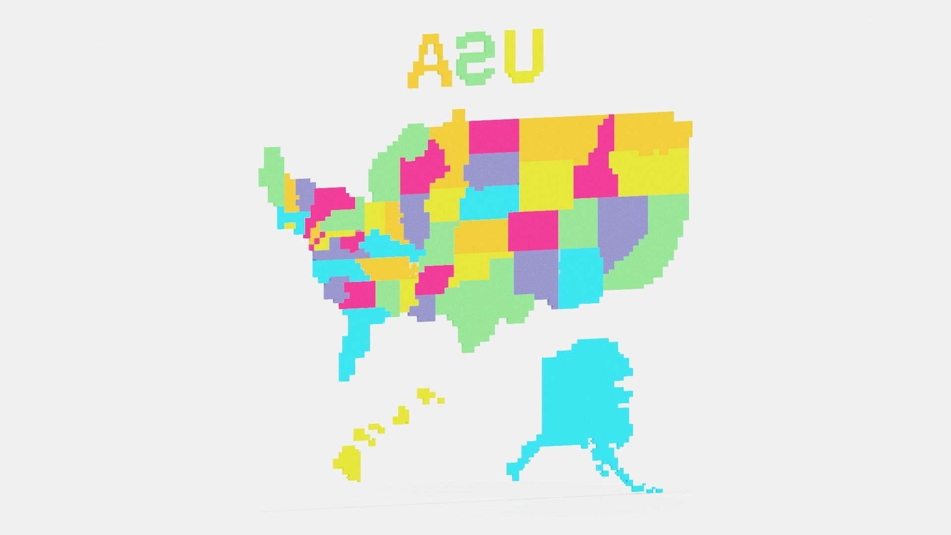Pixel USA Map  Low-poly 3D model_8