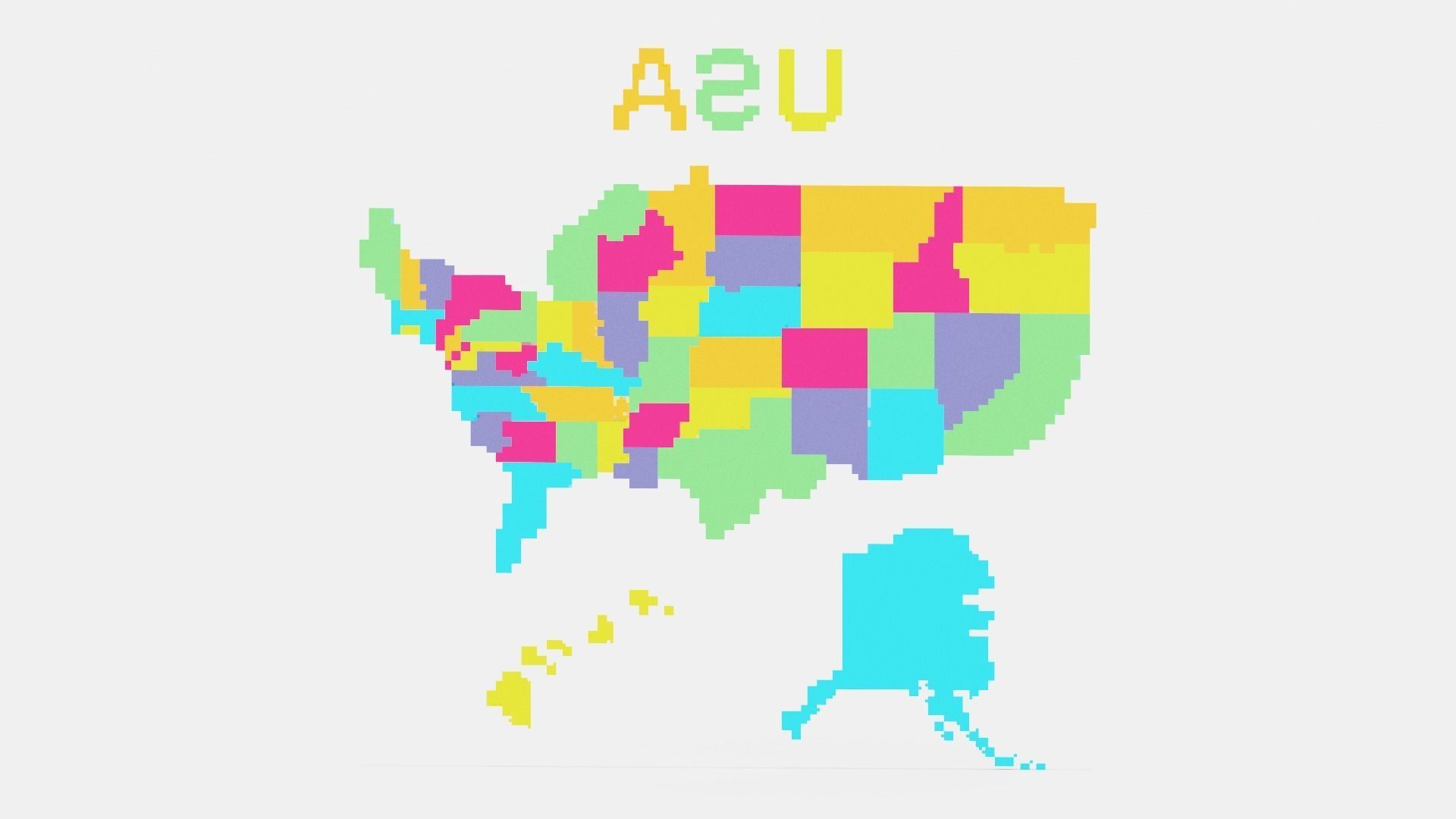 Pixel USA Map  Low-poly 3D model_9