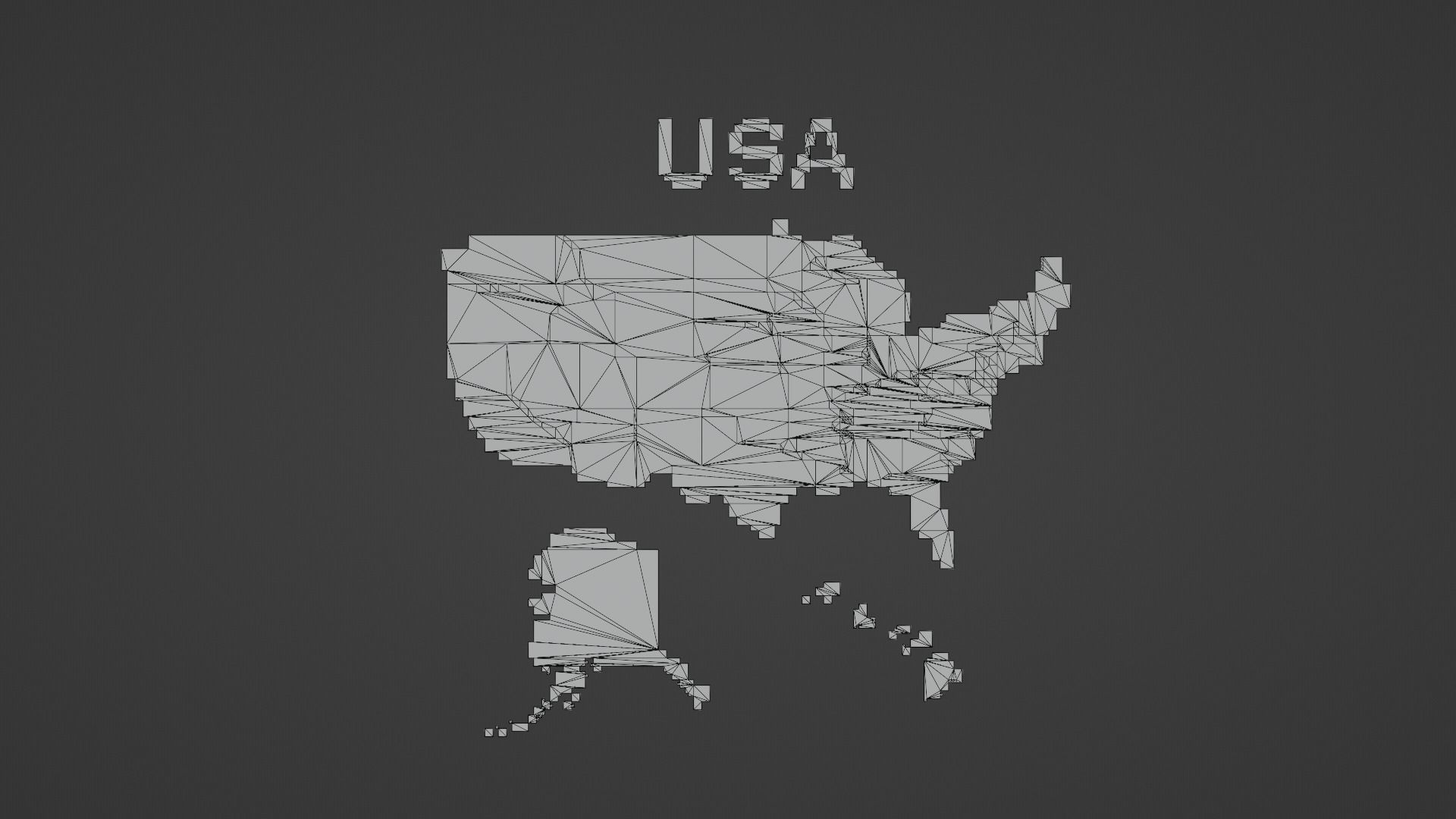 Pixel USA Map  Low-poly 3D model_4