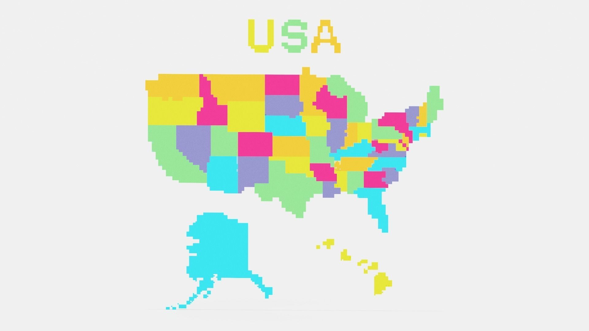 Pixel USA Map  Low-poly 3D model_1