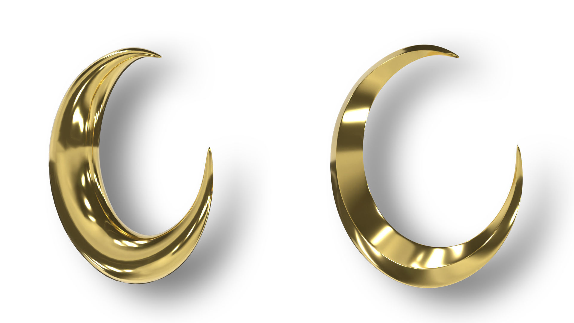 crescent moon gold  3D model_1