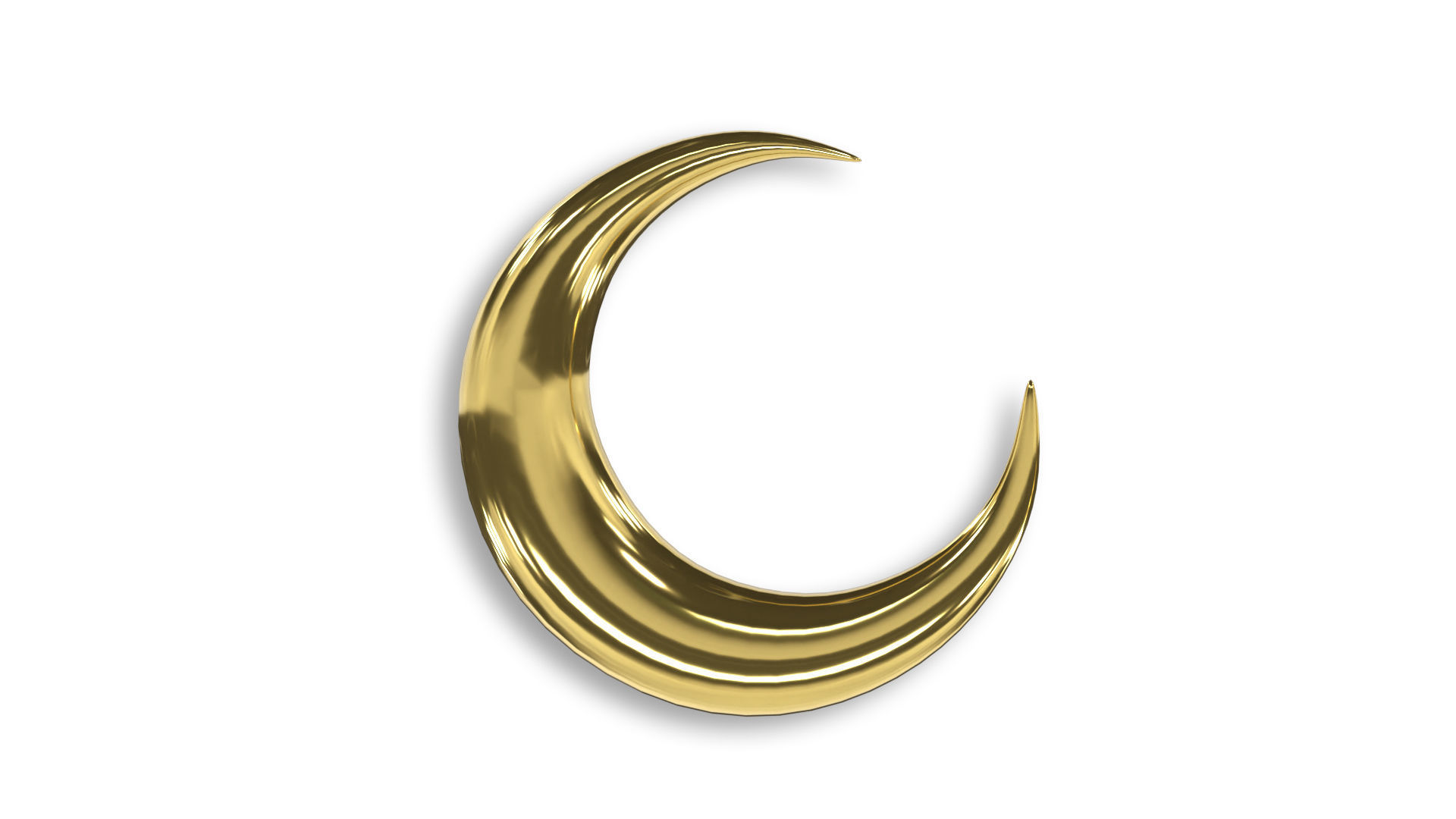crescent moon gold  3D model_2