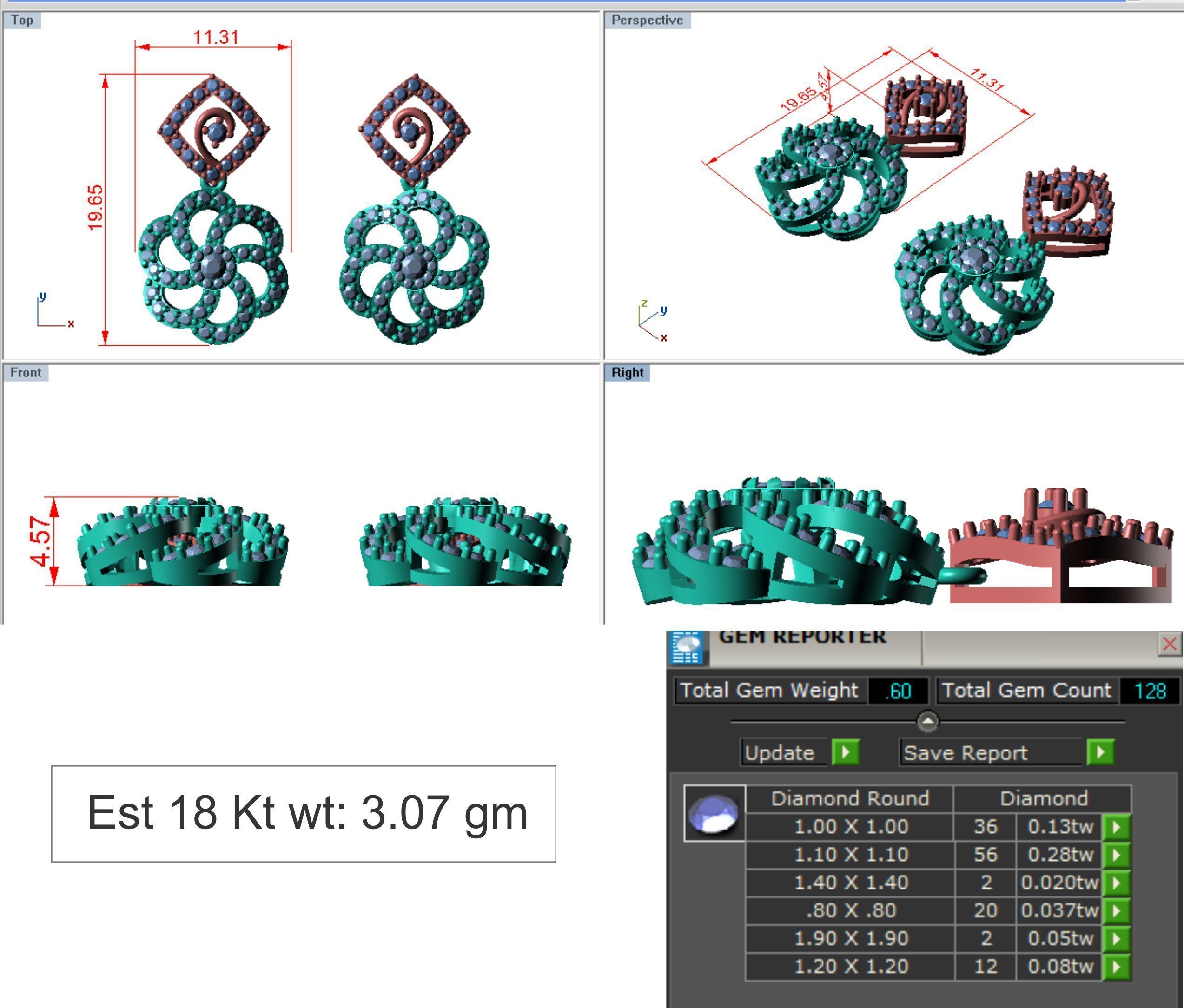 Women Round Earrings 3dm STl OBJ FBX Render Details 3D print model_6