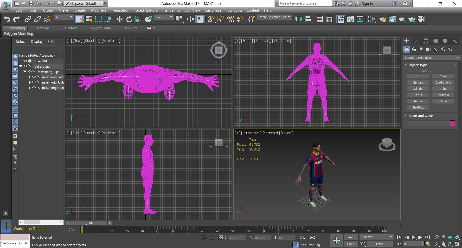 Football Player 10 Low-poly 3D model_2