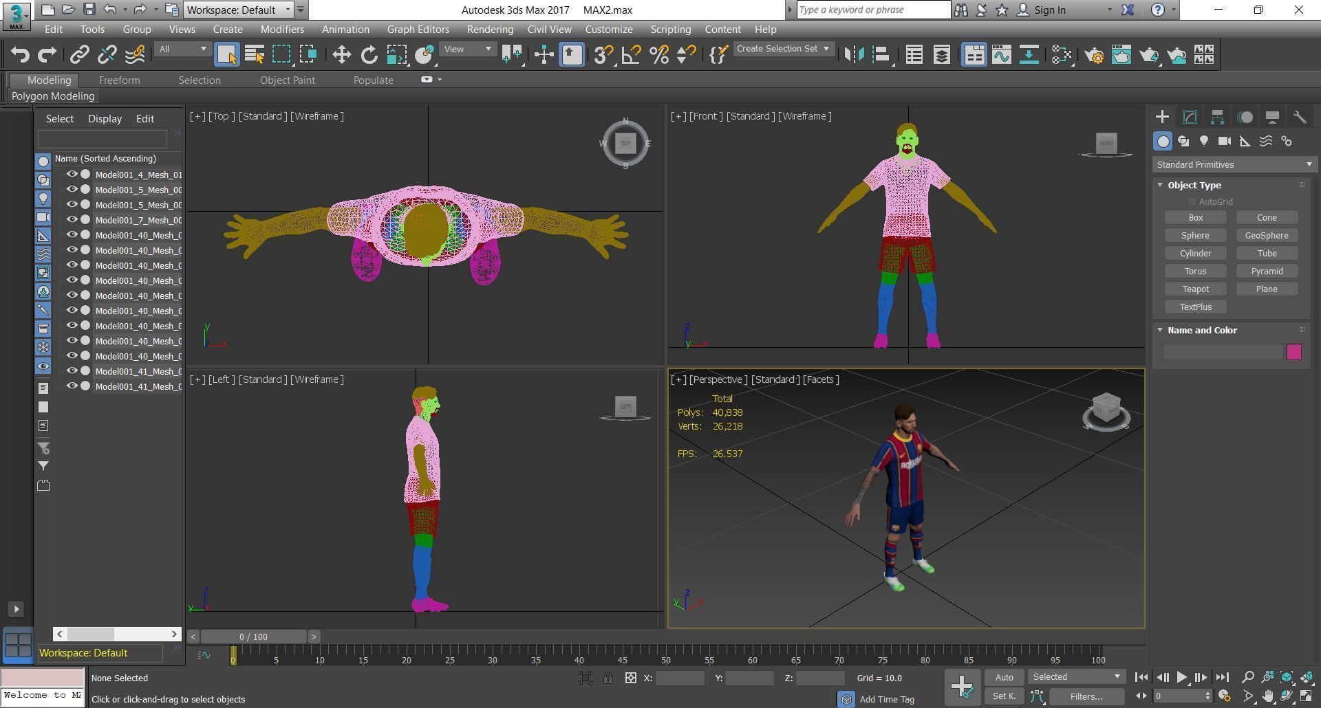 Football Player 10 Low-poly 3D model_3