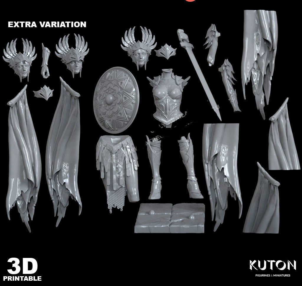 Valkyrie kuton warrior statue 3D print model_4