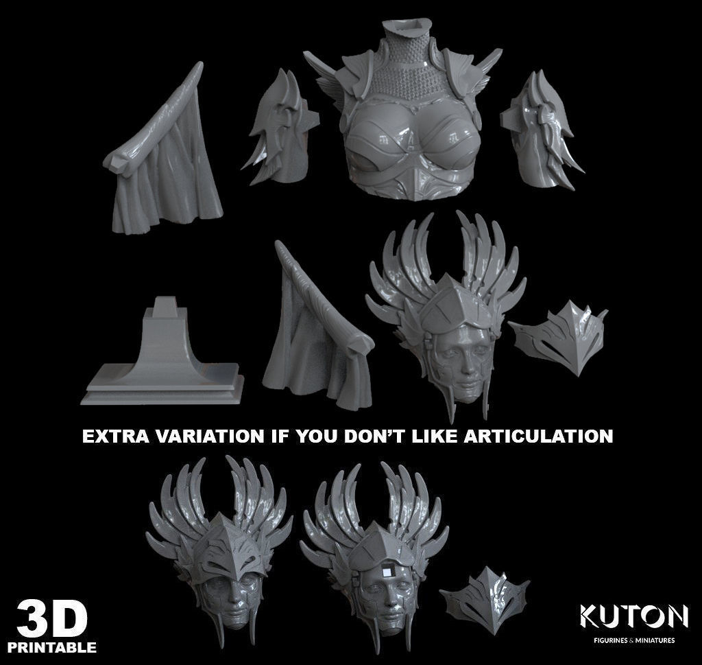 Valkyrie kuton warrior statue 3D print model_7
