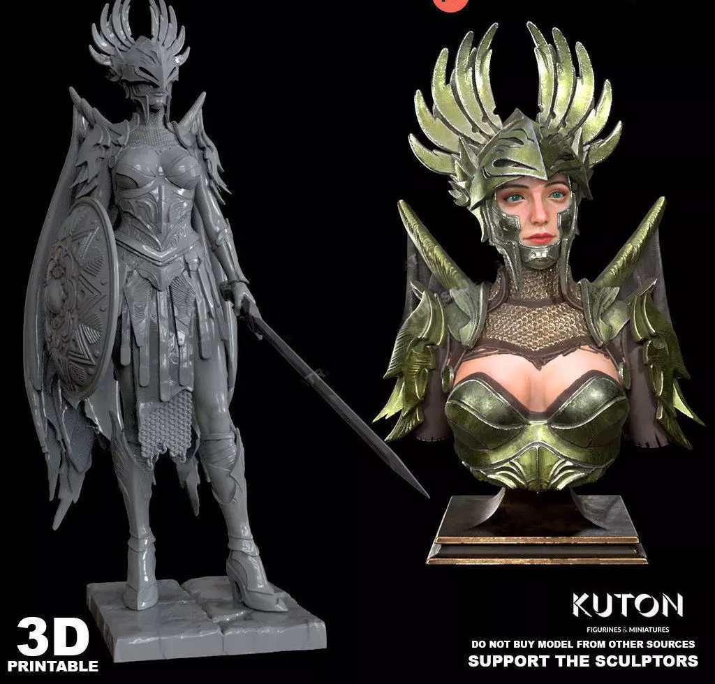 Valkyrie kuton warrior statue 3D print model_0