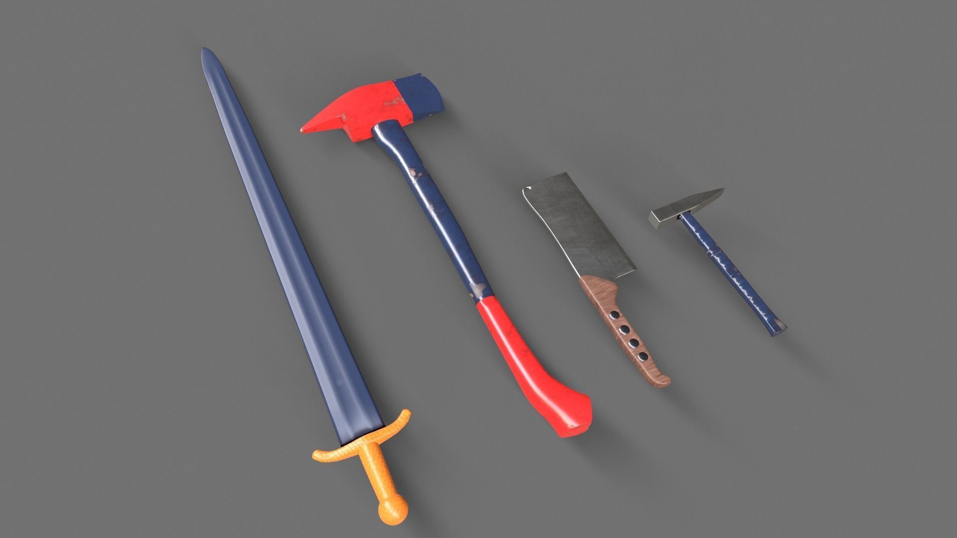 Sword and Blades Collection Low-poly 3D model_1