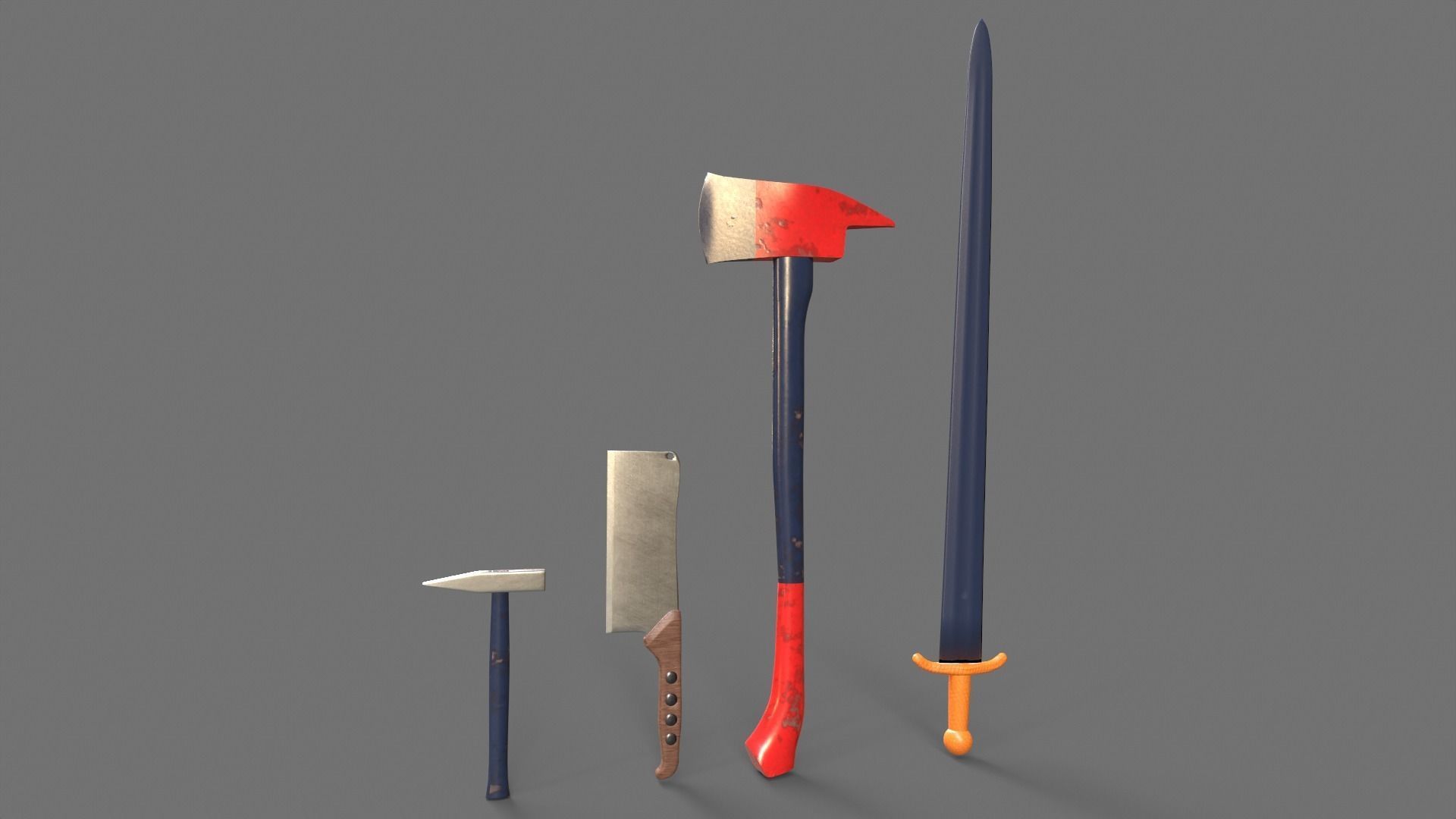 Sword and Blades Collection Low-poly 3D model_3