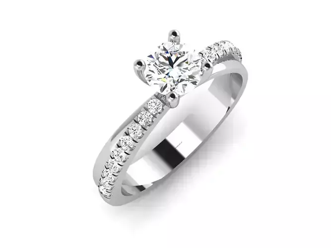 Solitaire Wedding Engagement Ring 3dm STl OBJ FBX Render Details