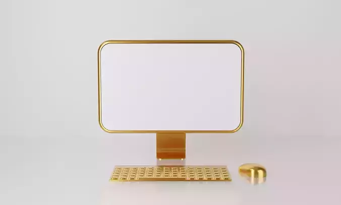 Desktop Computer Keyboard Gold 3D model 3D model