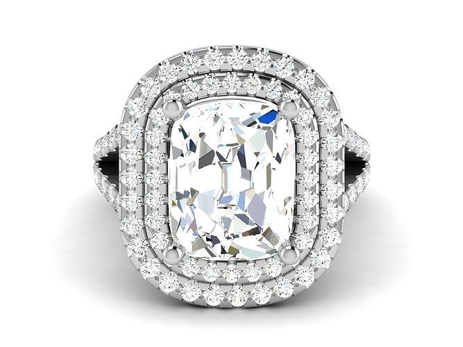 Wedding Engagement Double Halo Ring 3dm STl OBJ Details 3D print model