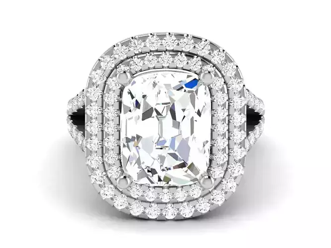 Wedding Engagement Double Halo Ring 3dm STl OBJ Details