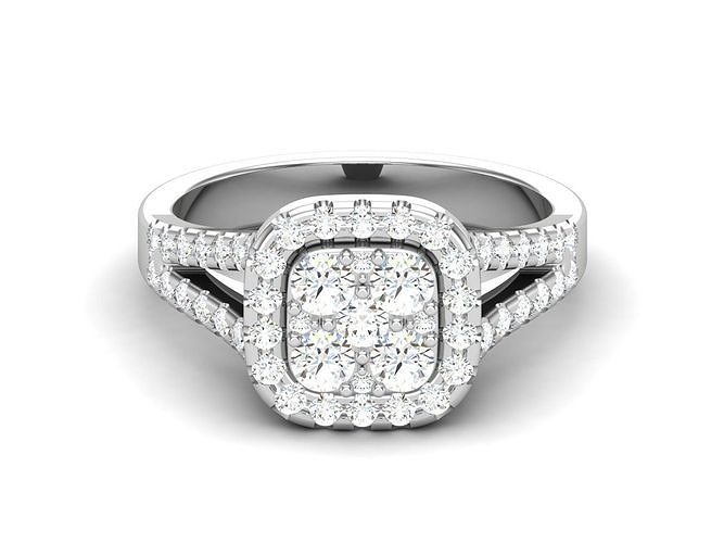Solitaire Wedding Engagement Halo  Ring 3dm STl OBJ FBX Details 3D print model