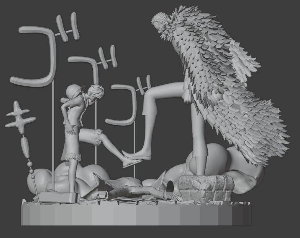 Luffy vs Doflamingo Diorama 3D print model_2