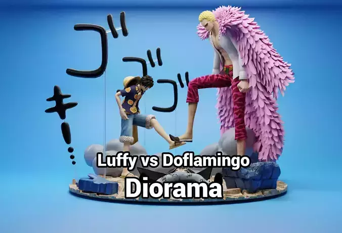Luffy vs Doflamingo Diorama 3D print model