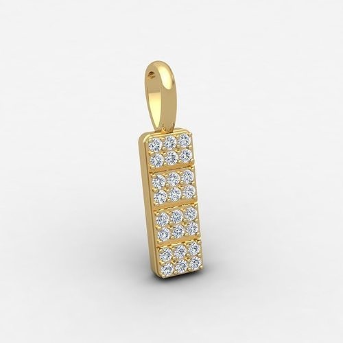 Diamond Bar Pendent 3d Model and Render Detail 3D print model