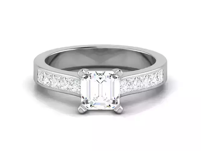 Wedding Engagement Princess Stone Ring 3dm STl OBJ FBX Details