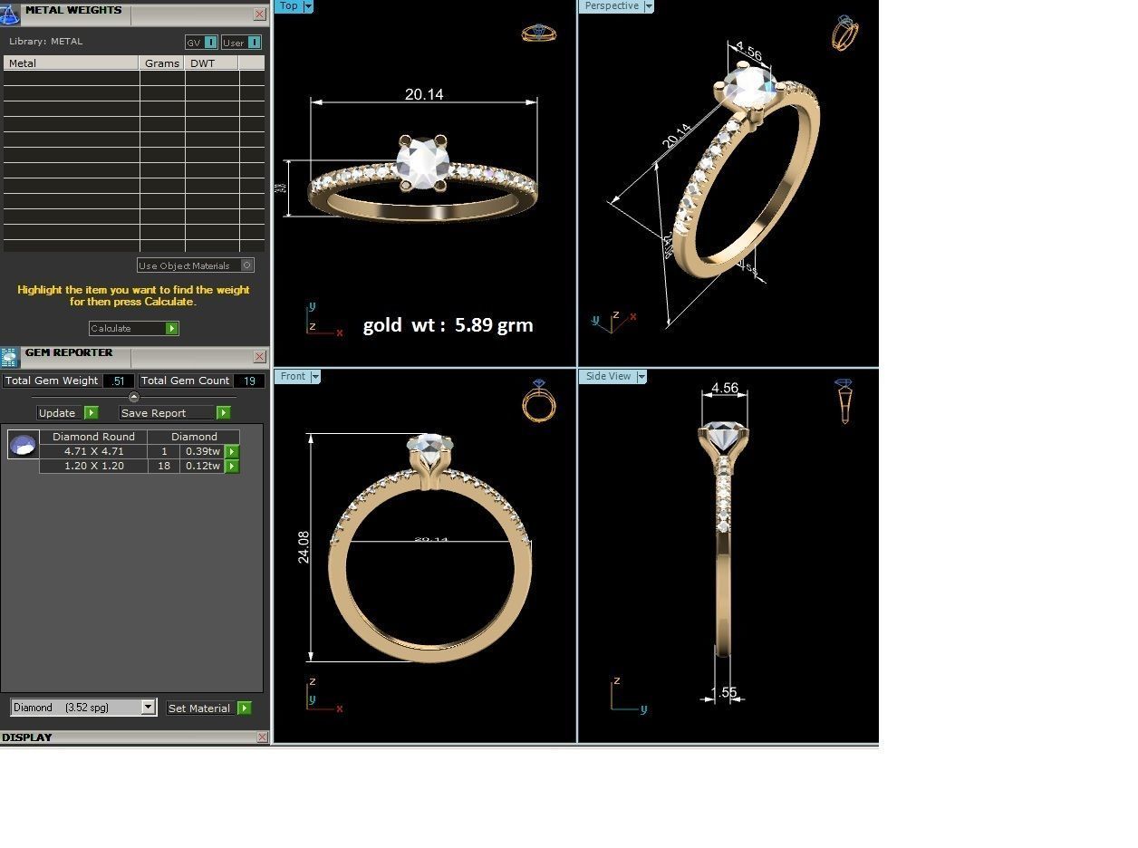 Solitaire Wedding Engagement Ring 3dm STl OBJ FBX Render Details 3D print model_6