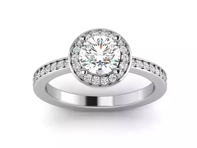 Solitaire Wedding Engagement Halo  Ring 3dm STl OBJ FBX Details 3D print model