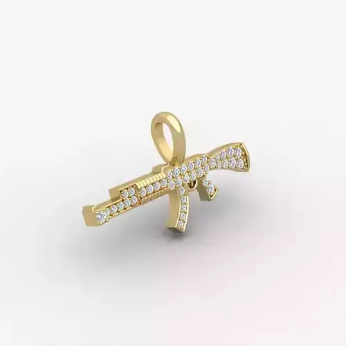 AK47 Machine Gun Pendent 3dm and Render Detail