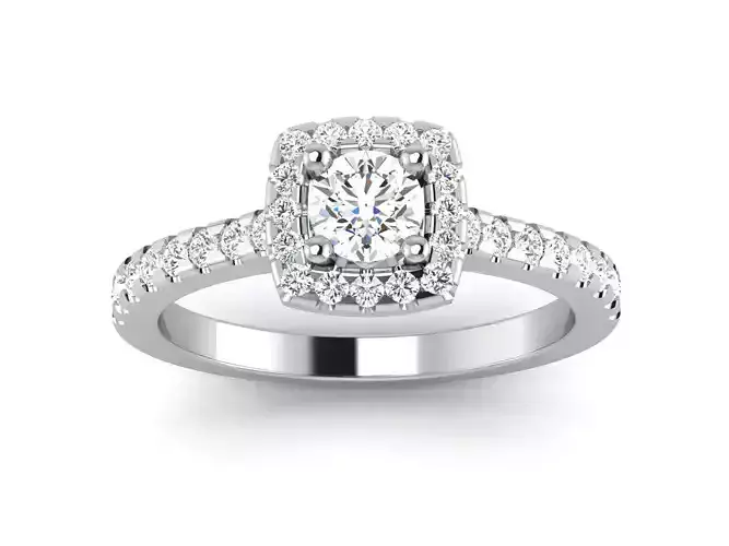 Solitaire Wedding Engagement Halo  Ring 3dm STl OBJ FBX Details 3D print model