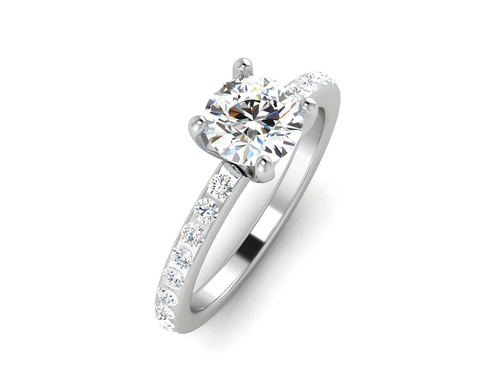 Solitaire Wedding Engagement Ring 3dm STl OBJ FBX Render Details 3D print model_4
