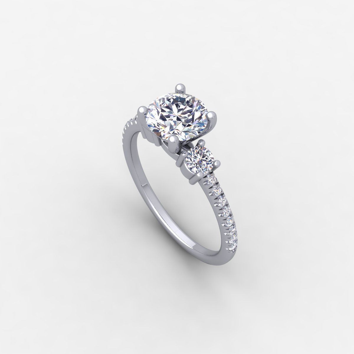 Round and Side Small Round Engagement Ring And Render Detail 3D print model_12