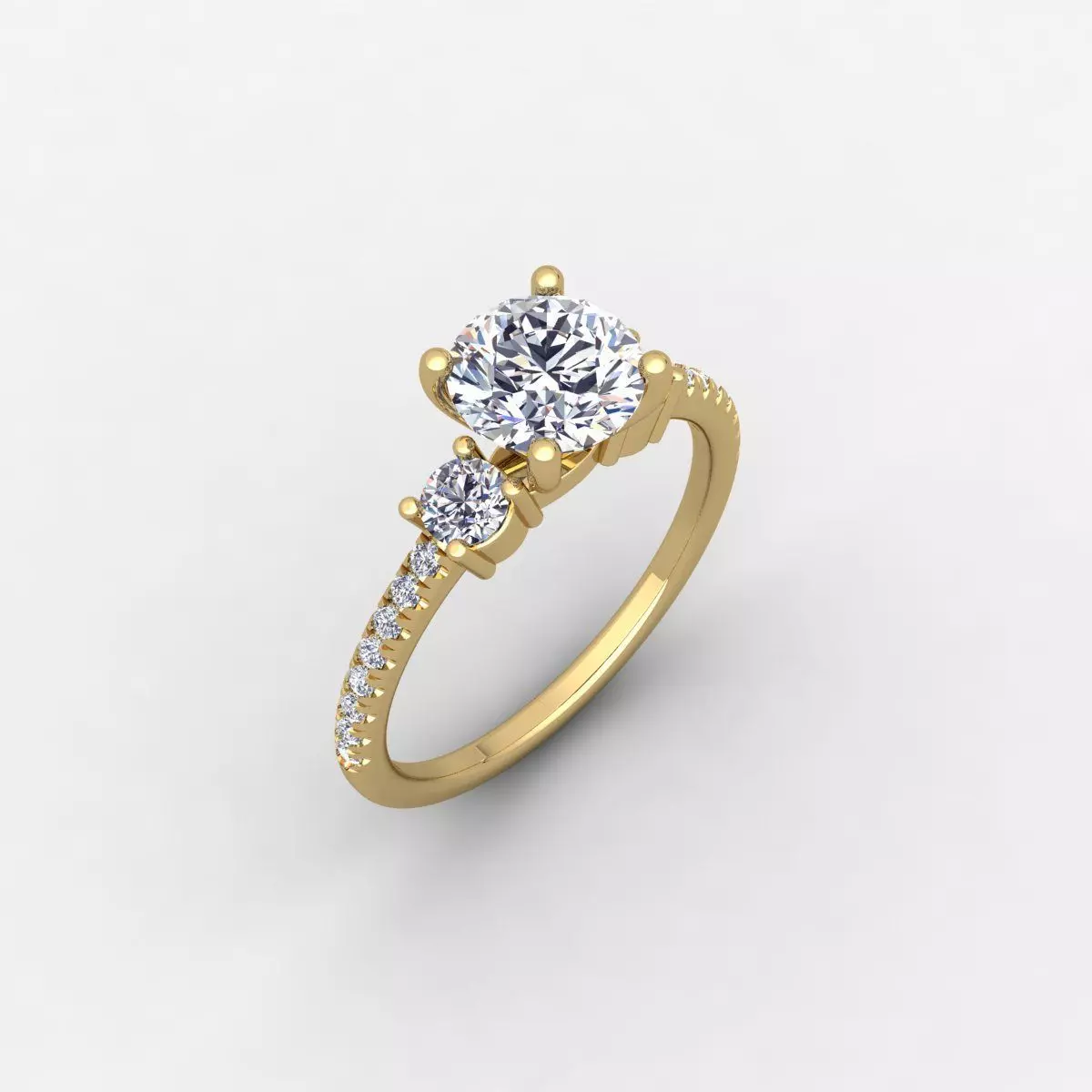 Round and Side Small Round Engagement Ring And Render Detail 3D print model_0