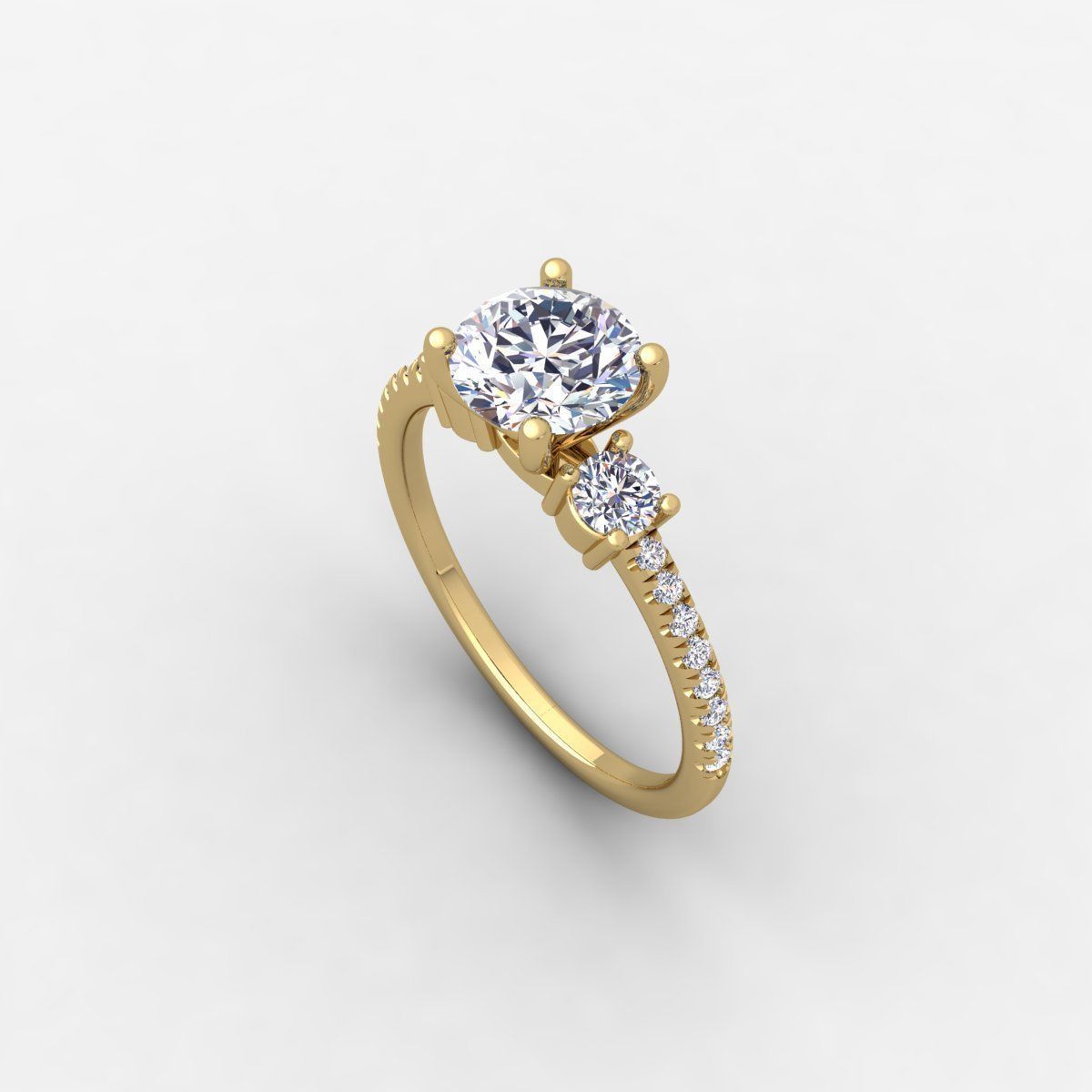 Round and Side Small Round Engagement Ring And Render Detail 3D print model_11