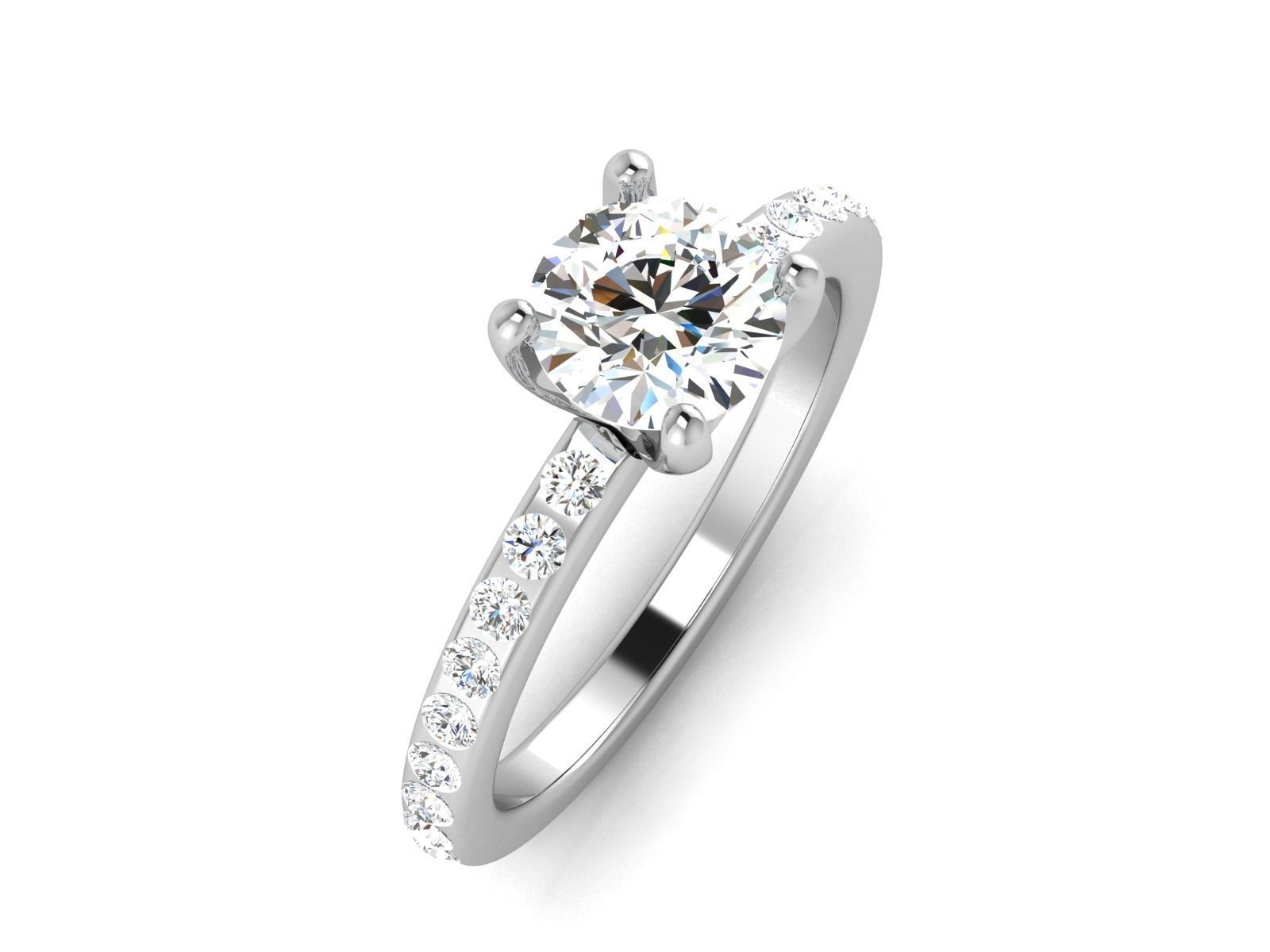 Solitaire Wedding Engagement Ring 3dm STl OBJ FBX Render Details 3D print model_2