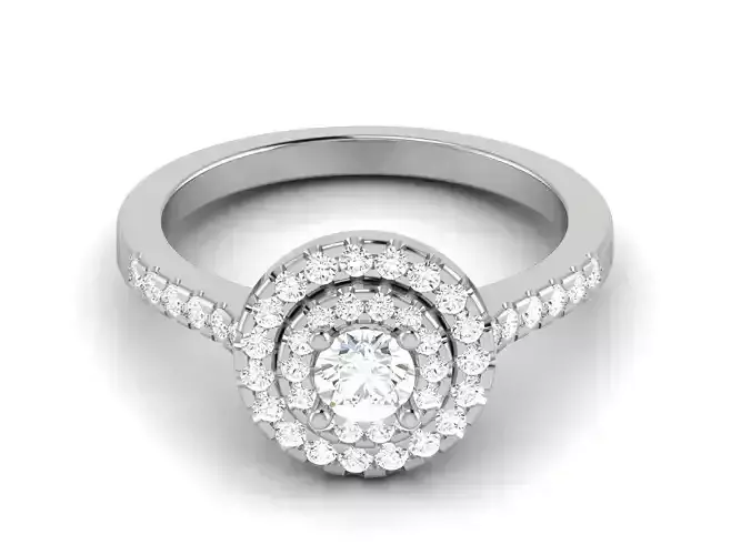 Wedding Engagement Double Halo Ring 3dm STl OBJ Render Details