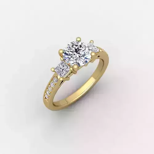 Round Engagement Ring 3d Model and Render