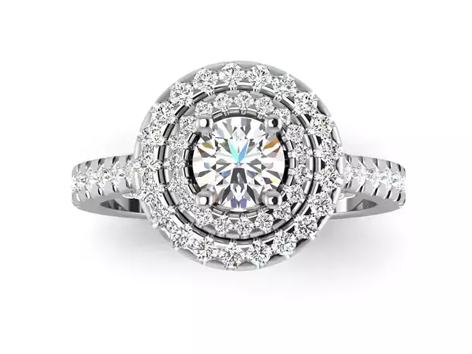 Wedding Engagement Double Halo Ring 3dm STl OBJ Render Details