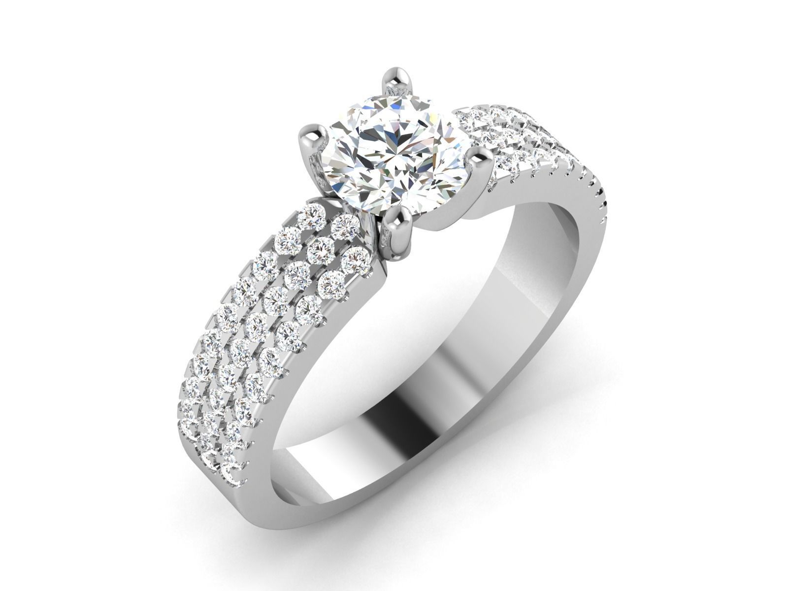 Solitaire Wedding Engagement Ring 3dm STl OBJ FBX Render Details 3D print model_2