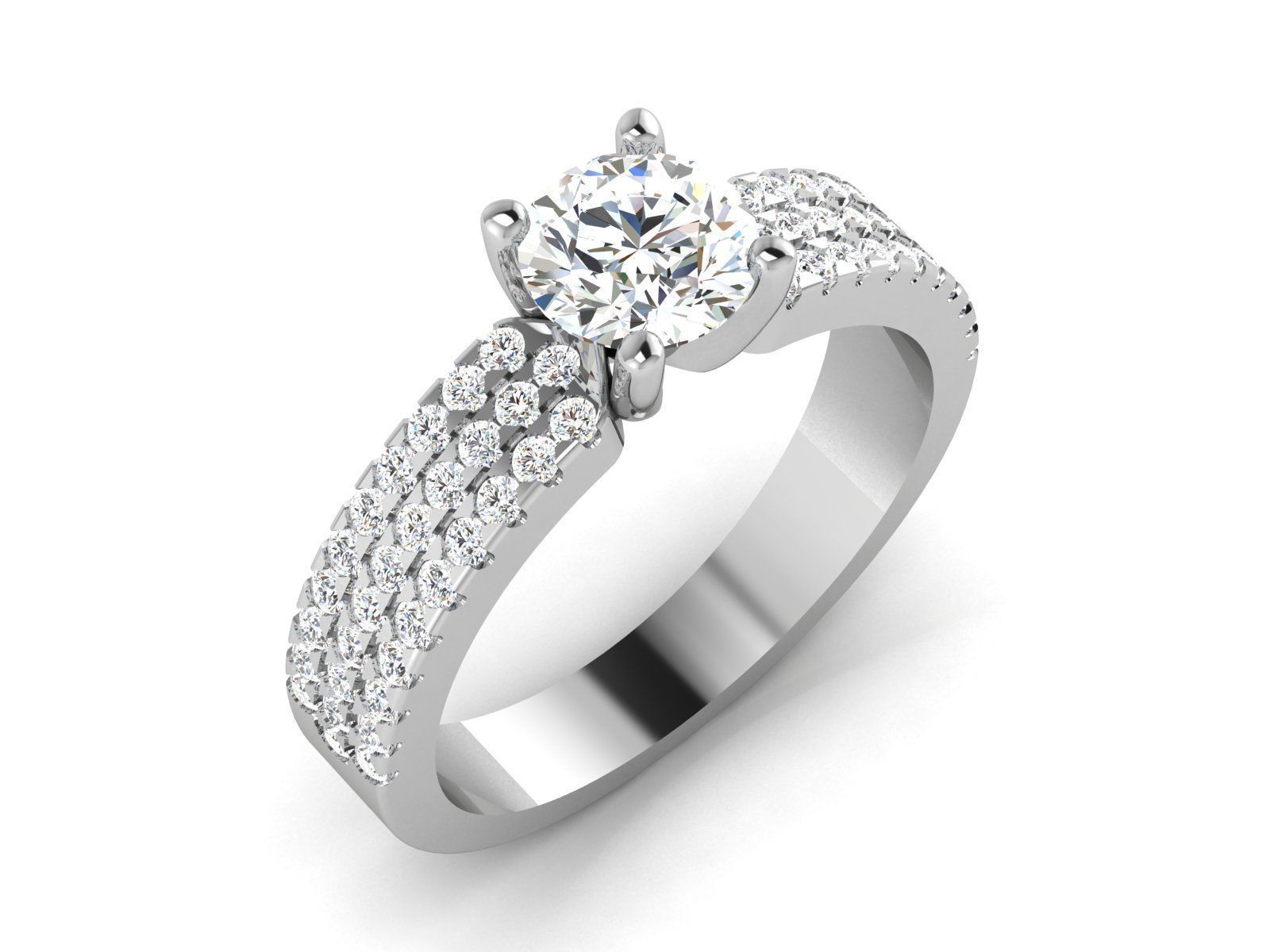 Solitaire Wedding Engagement Ring 3dm STl OBJ FBX Render Details 3D print model_1