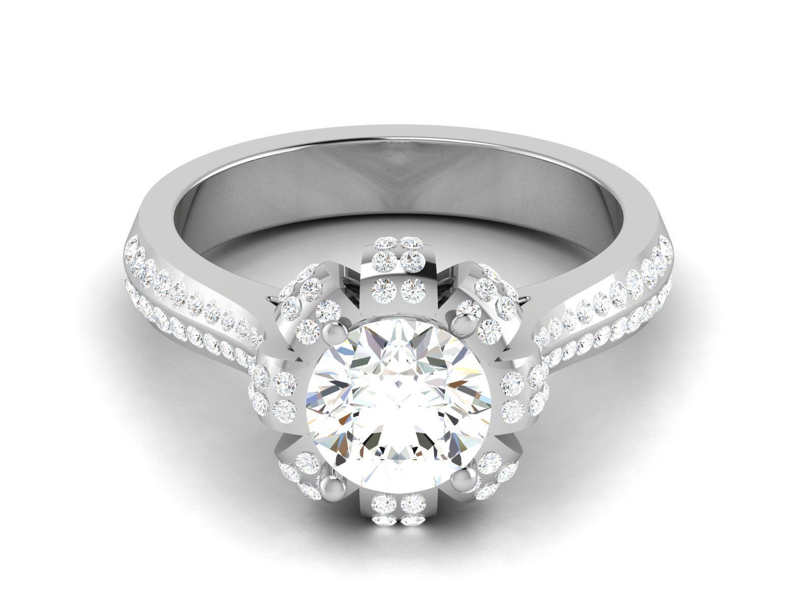 Solitaire Wedding Engagement Ring 3dm STl OBJ FBX Render Details 3D print model_3