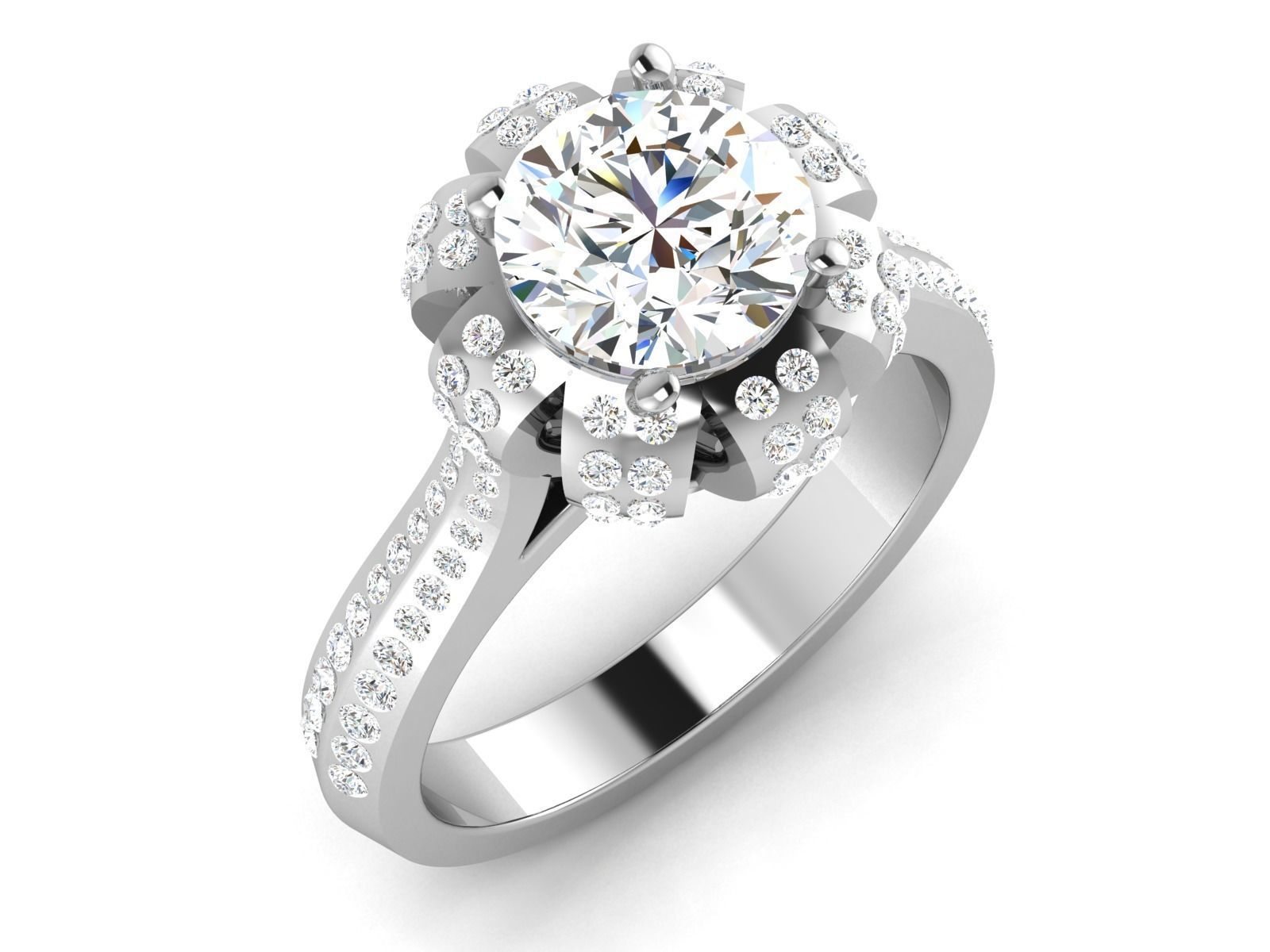 Solitaire Wedding Engagement Ring 3dm STl OBJ FBX Render Details 3D print model_2