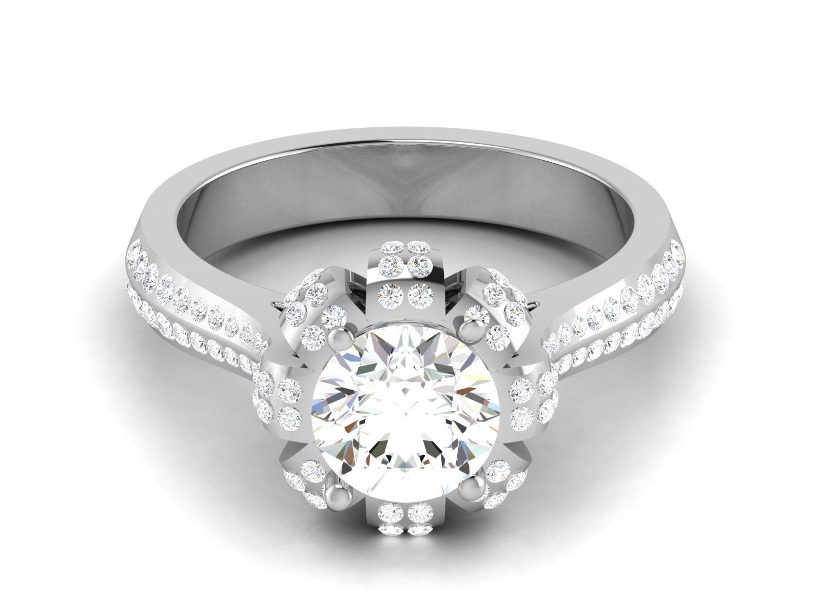 Solitaire Wedding Engagement Ring 3dm STl OBJ FBX Render Details 3D print model_4