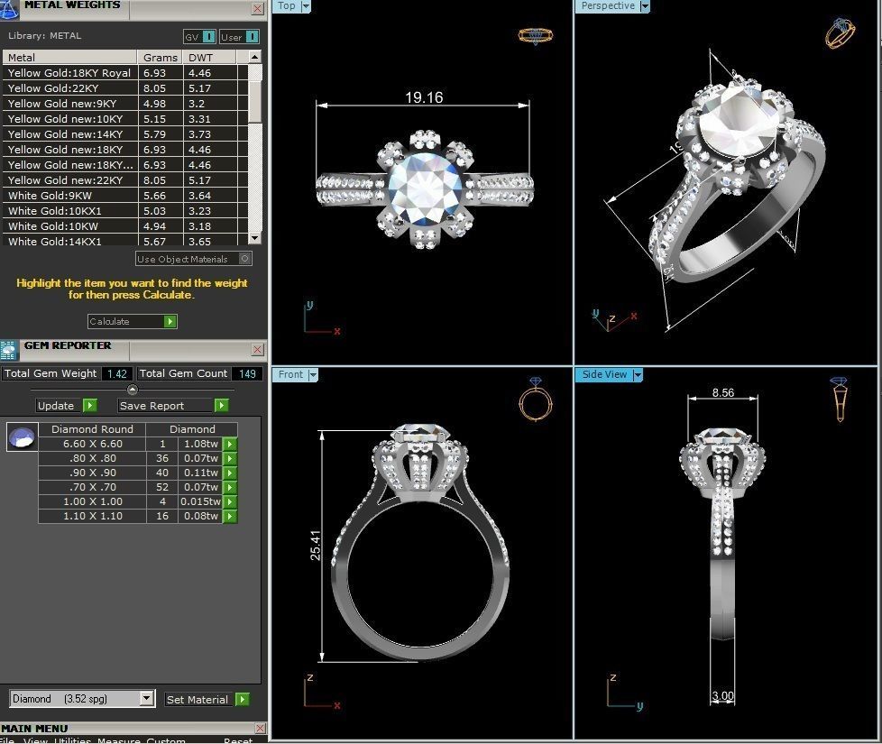 Solitaire Wedding Engagement Ring 3dm STl OBJ FBX Render Details 3D print model_6