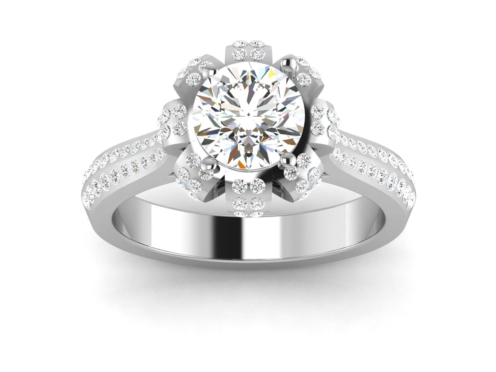 Solitaire Wedding Engagement Ring 3dm STl OBJ FBX Render Details 3D print model_5