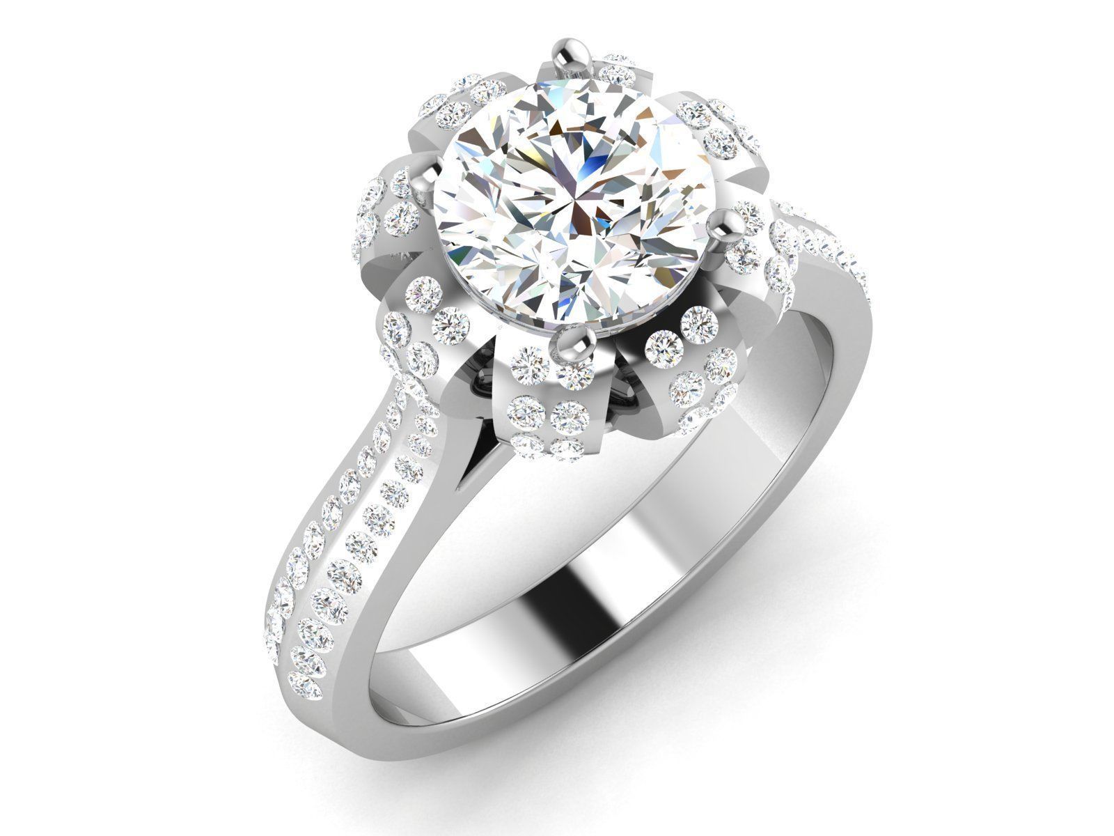 Solitaire Wedding Engagement Ring 3dm STl OBJ FBX Render Details 3D print model_1